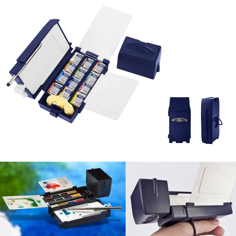 Windsor Newton Watercolor Travel Set Portable 12-color Half Block Deluxe Sketch Special  Beginners Hand-painted Art Supplies