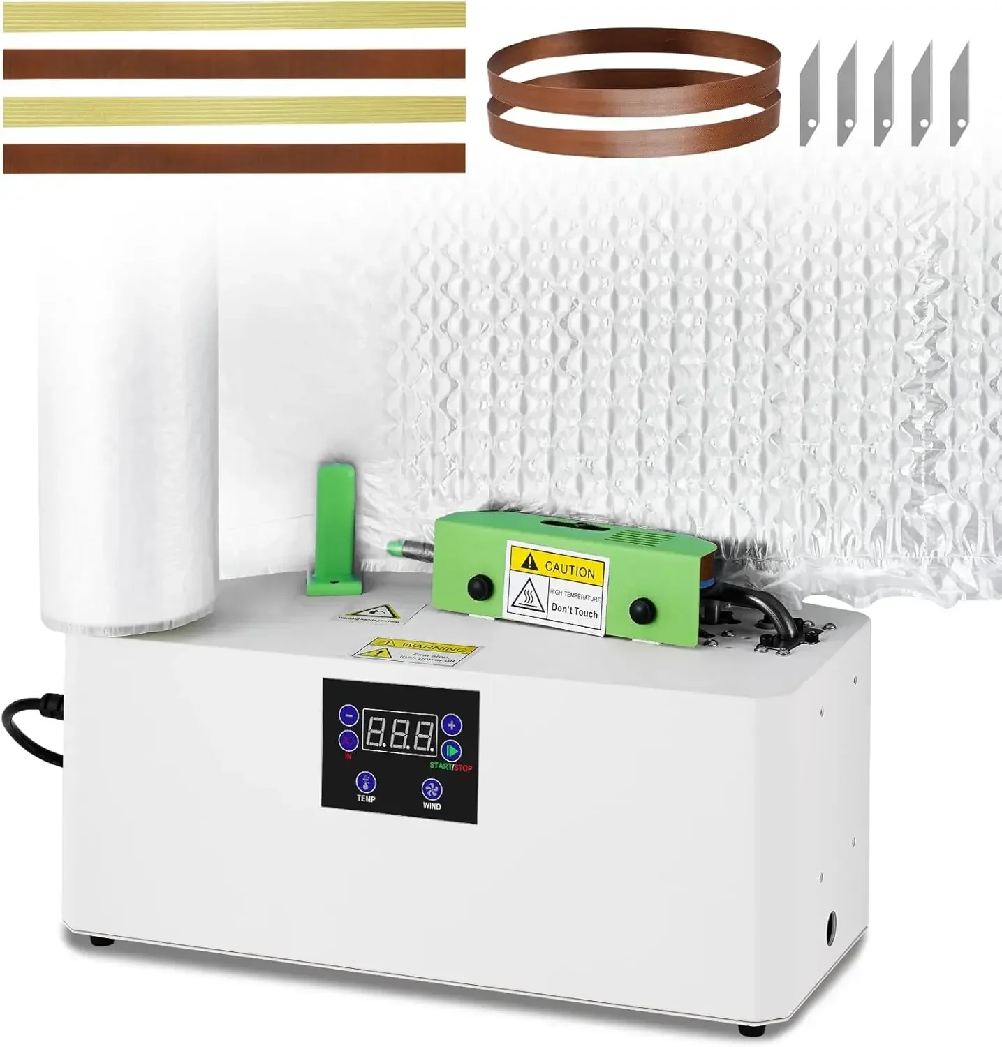 

Air Cushion Machine 30ft/min Bubble Wrap Machine 280L/min Air Pillow Machine for 4”-27” Bubble Wrap, Air Pillows(110V)