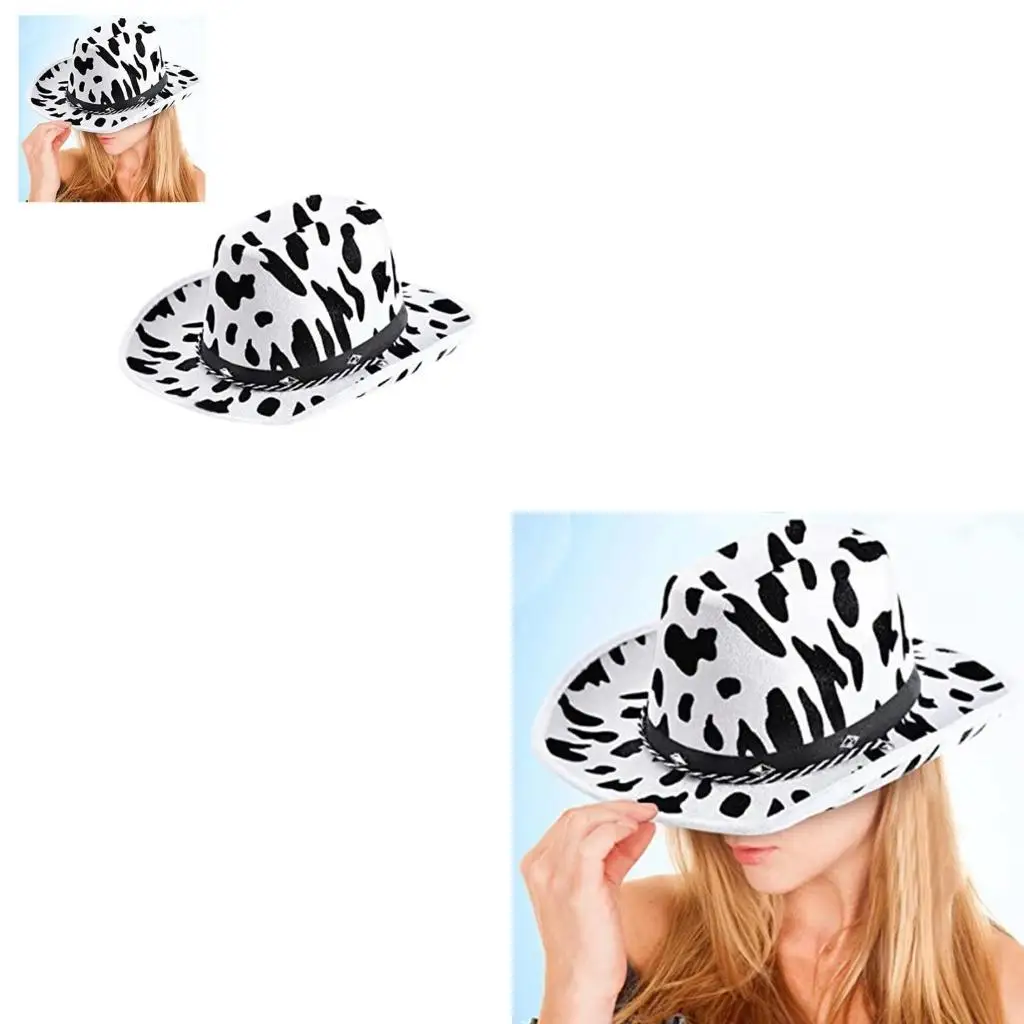 39BD Cow Print Cowboy Hat Performance Hat Cowboy Cosplay Cowboy Party Props