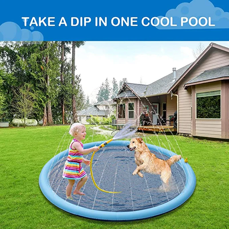 Smmer Dog Toy Splash Sprinkler Pad per cani Pet piscina Interactive Outdoor Play Water Mat giocattoli per cani gatti e bambini