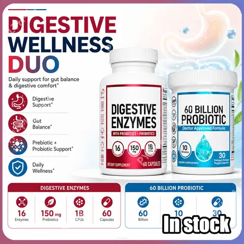 Probiotic Capsules 60 Billion CFU Multi-Strain Probiotic with Organic Prebiotics Daily Immune Digestive & Gut Health Supplement