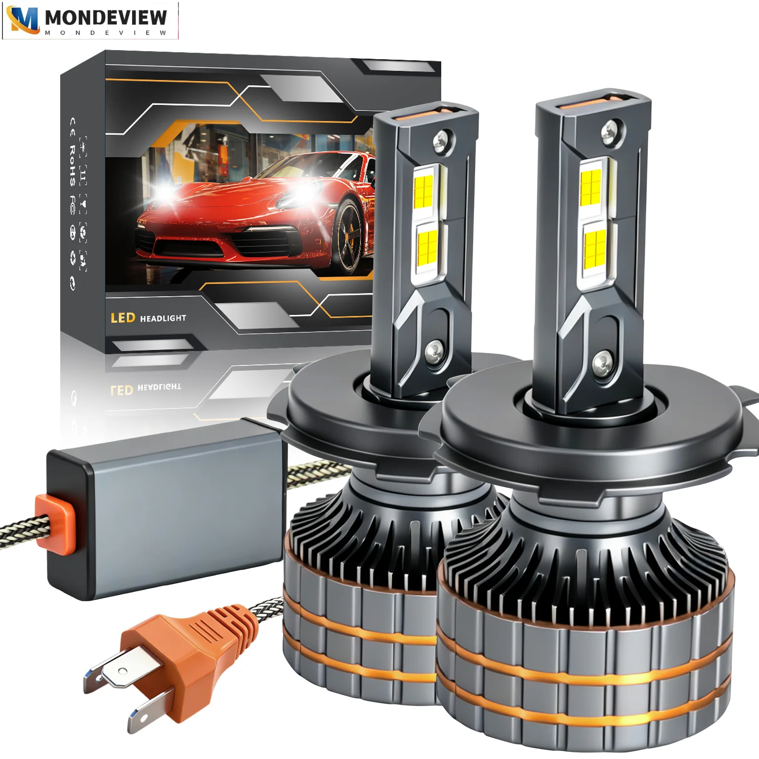Żarówki LED do reflektorów samochodowych MONDEVIEW 2, wysokiej mocy, jednotubowe, miedziane, H1/H7/H11/H4/9005/9006, 6000K, 120W, 80000LM, światła do jazdy dziennej