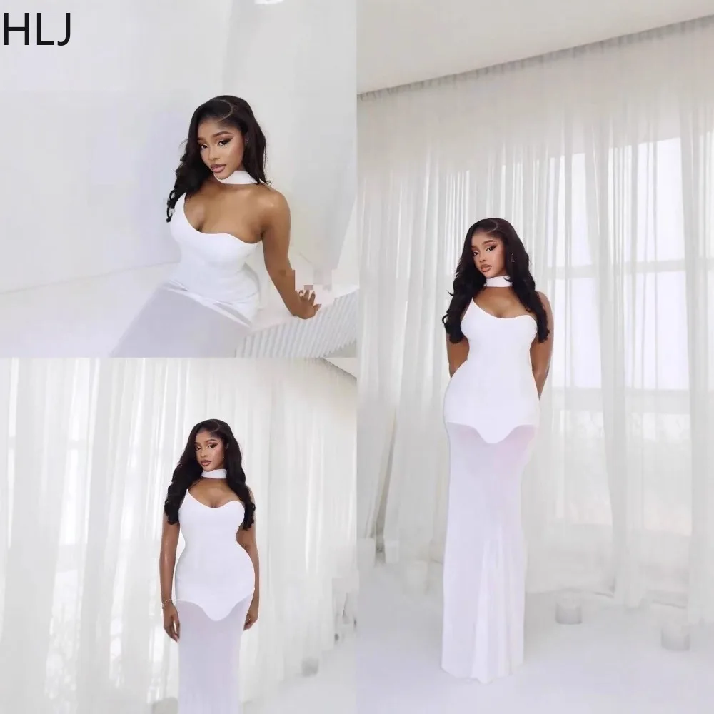 HLJ elegante cinta de malla Patchwork Vestidos ceñidos para mujer Color sólido sin mangas espalda descubierta ropa de calle femenina Vestidos 2025 nuevo