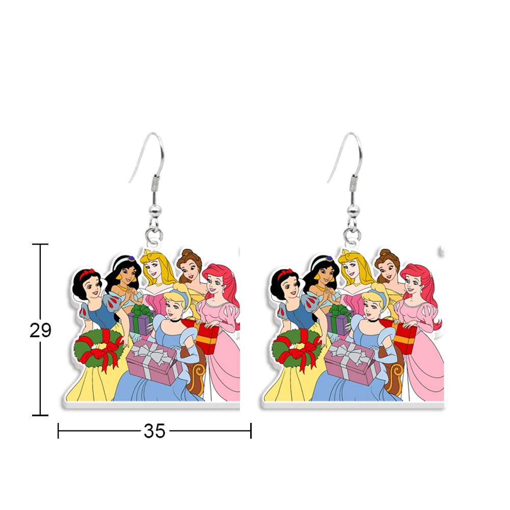 Disney-pendientes colgantes de acrílico transparente para mujer y niña, joyería bonita de princesa de Navidad, coloridos, gancho, Regalos especiales