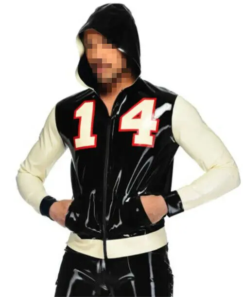 

Rubber Shorts Latex Halloween Catsuit Sports Hoodie Top Cosplay XS-XXL