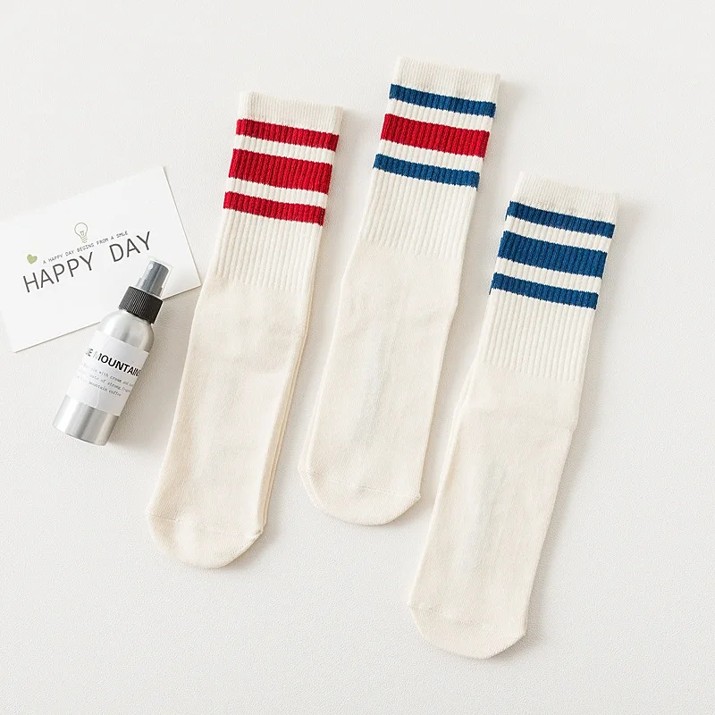 

3-парные однотонные полосатые носки для пар, повседневные модные брендовые мужские и женские носки