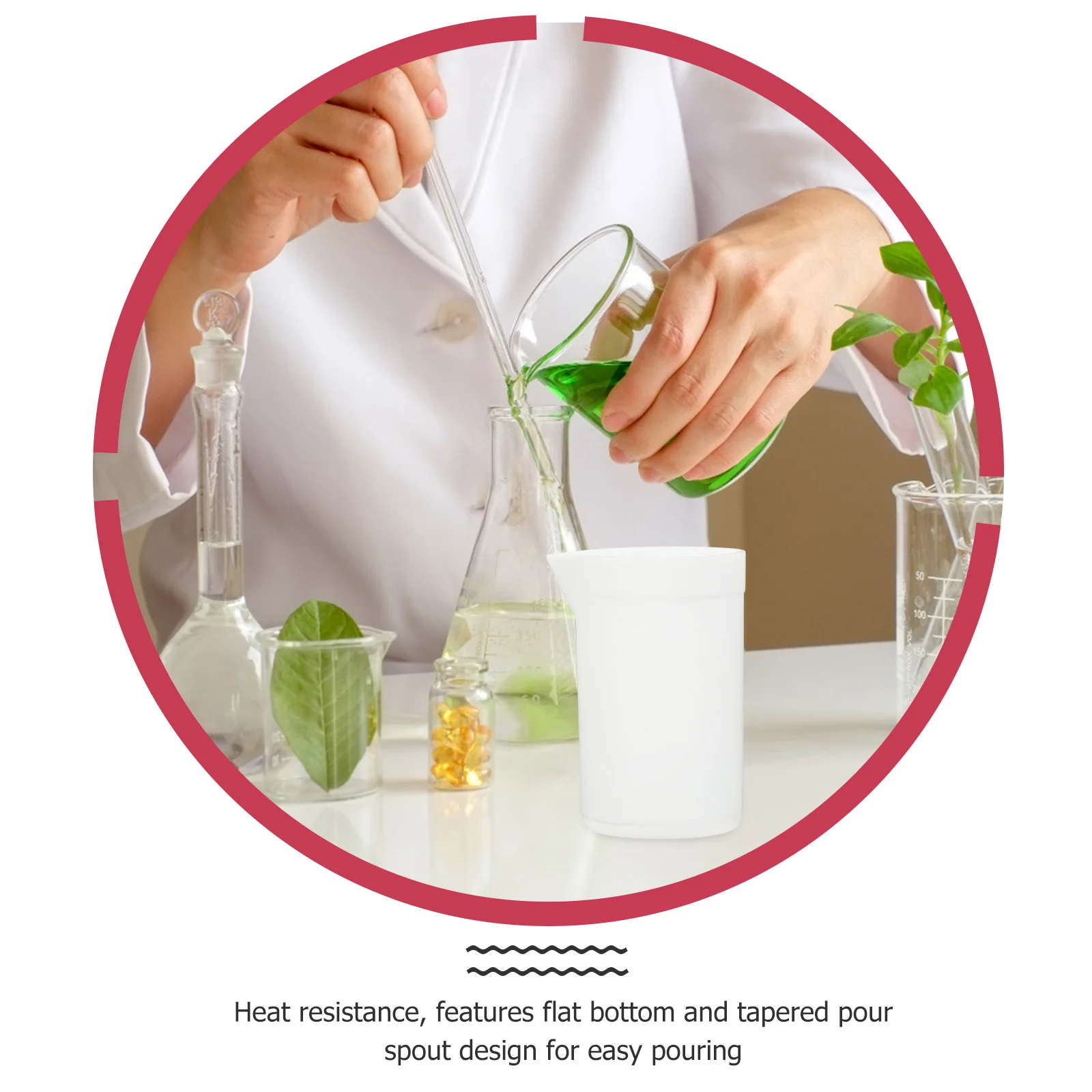 

Lab Glassware PTFE Beaker Graduated Measuring Container White Product for Laboratory