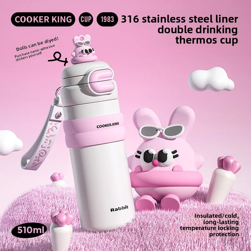 

COOKER KING Thermos Cup Children's Student School Camping Water Bottle Female Water Cup Girls Vacuum Flask