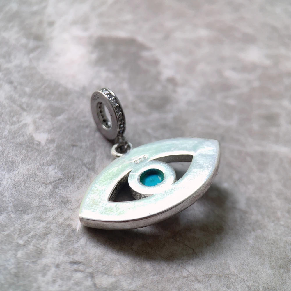 925 Sterling Silver Blue Turquoise Turkey Eye Charm Pendants New Fashion Vintage Lucky Gift Jewelry Accessories For Women Men