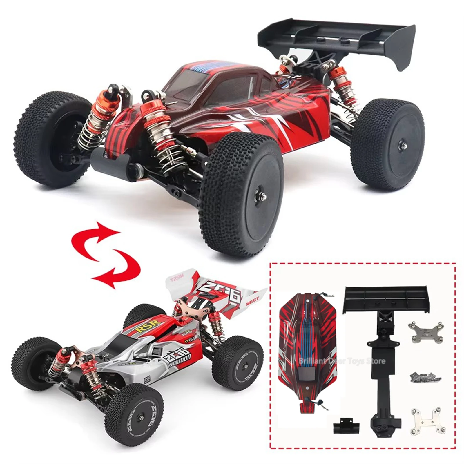 

1/14 Car Body Shell Cover Modify Kit Metal Spare Parts for Wltoys 144001 144010 RC Buggy Upgrade