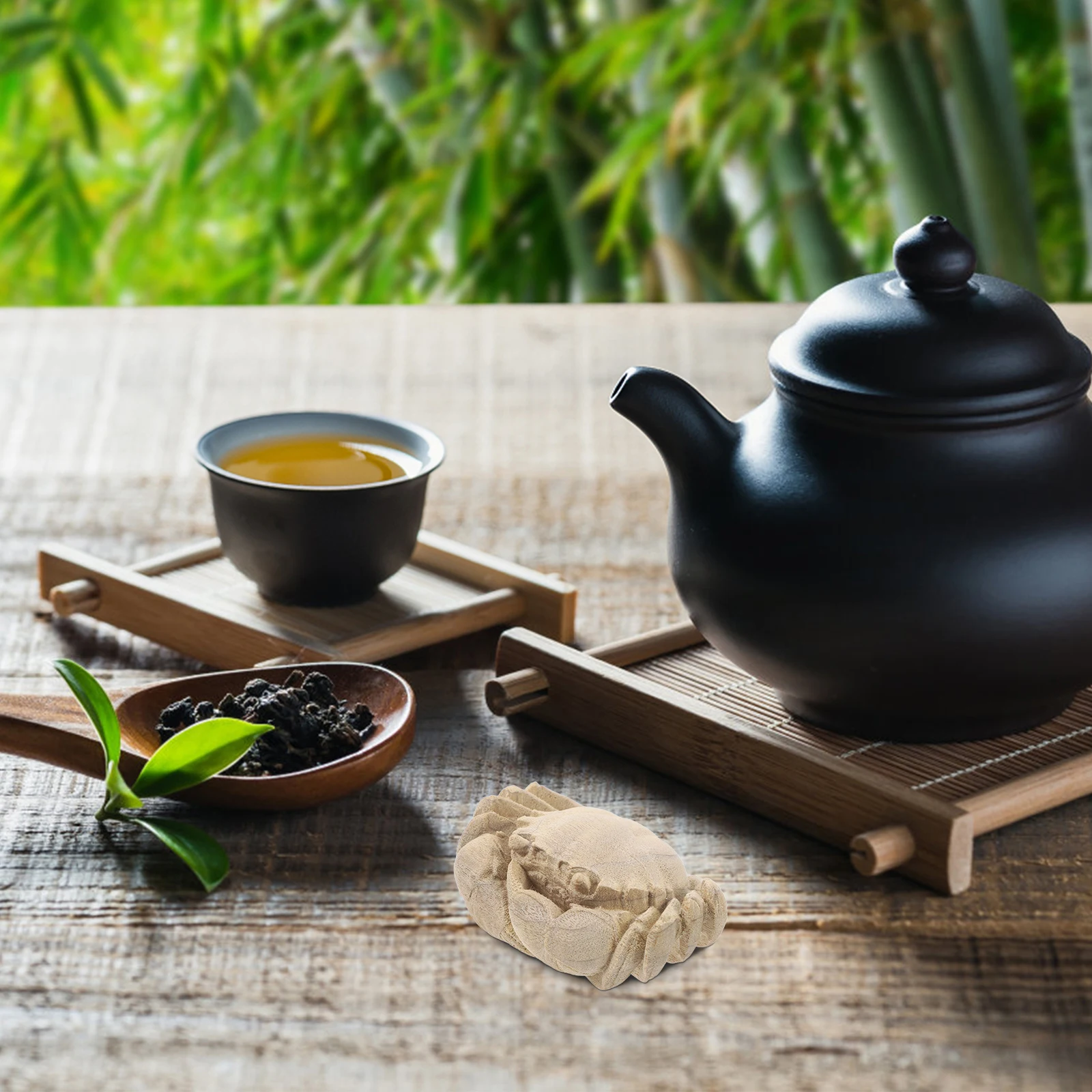 

Wood Carved Desktop Decor Tea Pet Ornament For Craft Statue Office Table Vintage Style Miniature Wooden Craft