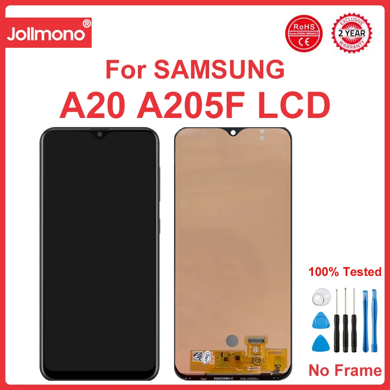 A20 Display Screen With Frame, for Samsung Galaxy A20 A205F/DS A205G/DS Lcd Display Touch Screen Digitizer Assembly Replacement