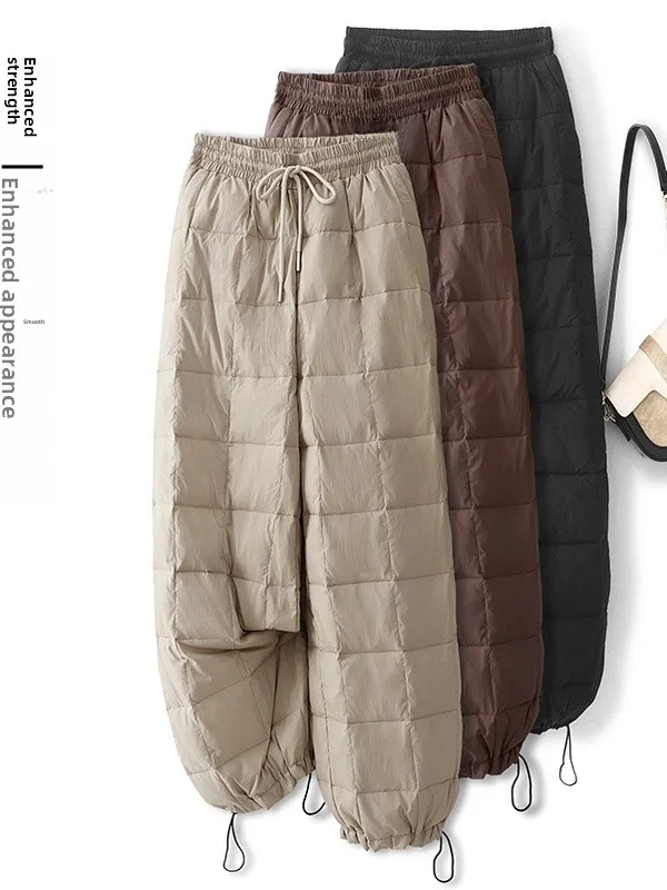 Trendy Thiened Calças de algodão retas Casacos femininos Inverno Faionable Dstring Europeu Sle Winter Thi Cotton Tro...