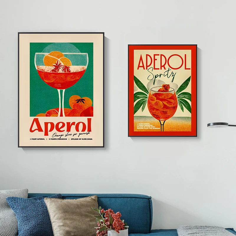 Cartoon Fruit Juice Mojito Aperol Spritz poster e stampa Sangria Drink negri Canvas Painting Club Bar Shop decorazione della casa