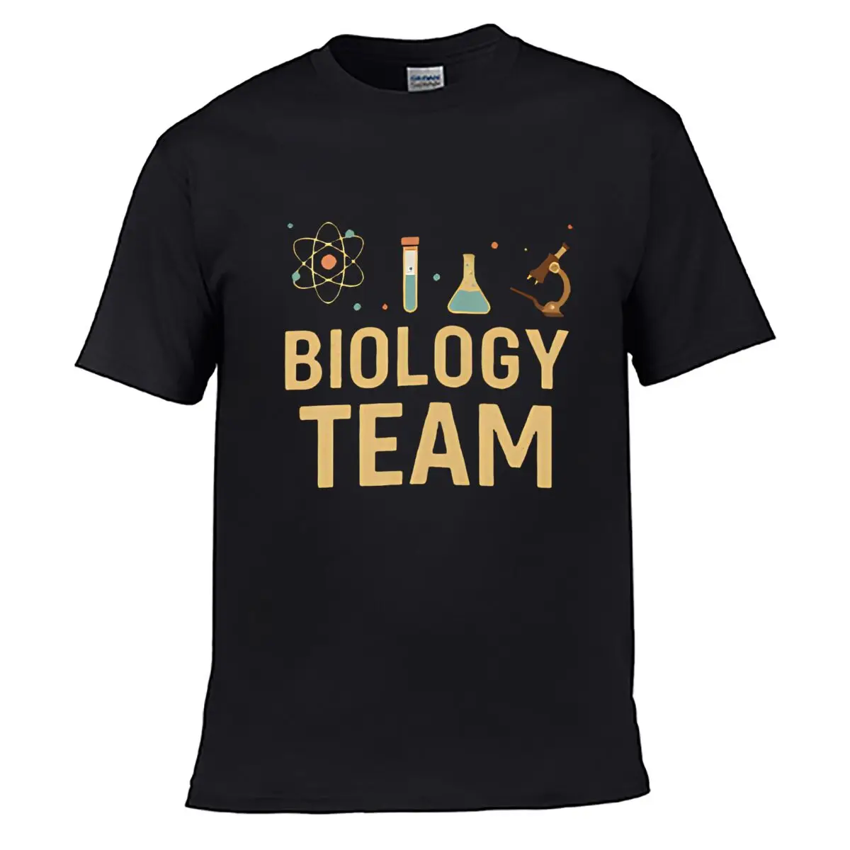Biology Team Science Lab Microscope Solid Washed Vintage Tee Distressed Loose