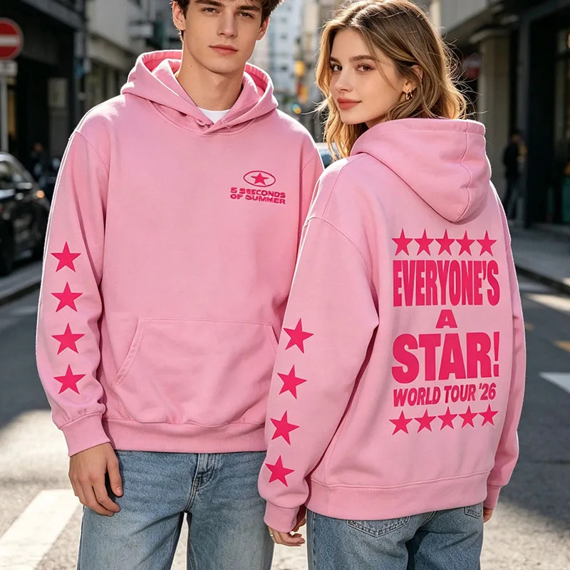 Image of 5 Seconds of Summer 5SOS Hoodies Everyone's A Star World Tour 2026 Sweatshirt mit Grafikdruck, langärmlig, lässige Damenoberteile