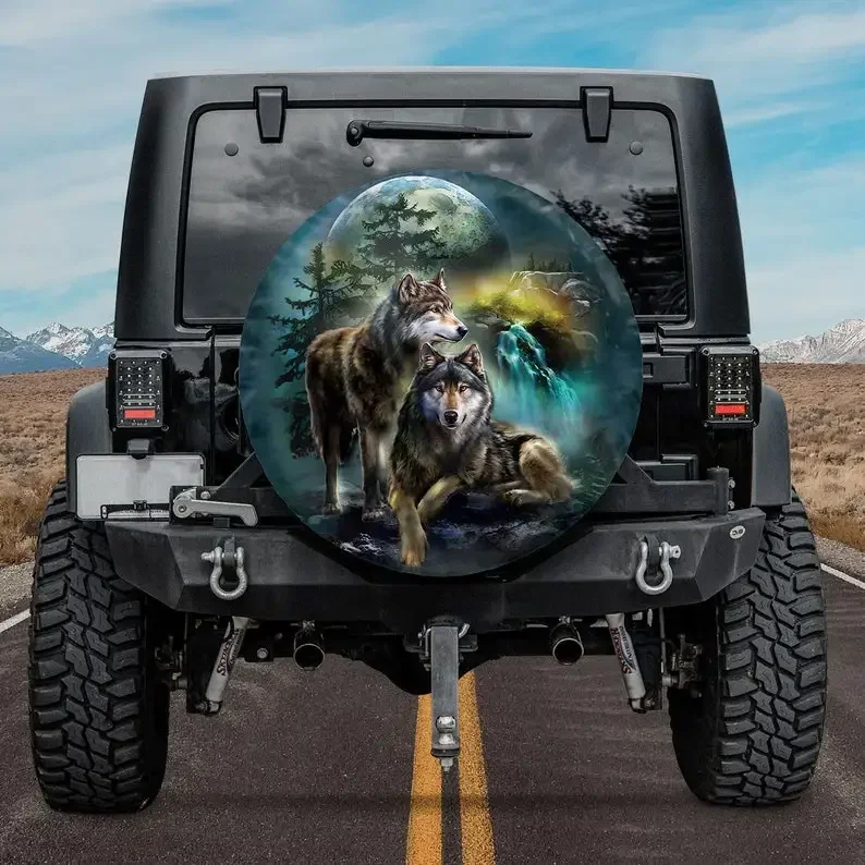 Gift For Father, Wolf Spare Tire Cover, Christmas Gift, Personalized Spare Tire Cover, Gift For Car Lover