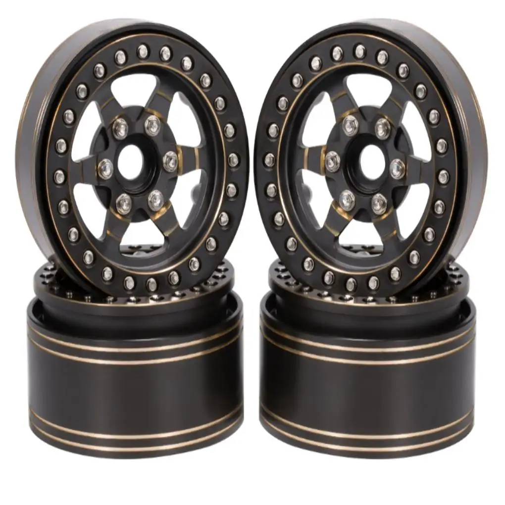 RCGOFOLLOW 1/10 Brass Shock-proof Metal Wheel Rims Rc Metal Wheel Rims For Axial SCX10 D90 TRX4 TF2 CC01 Capra Black