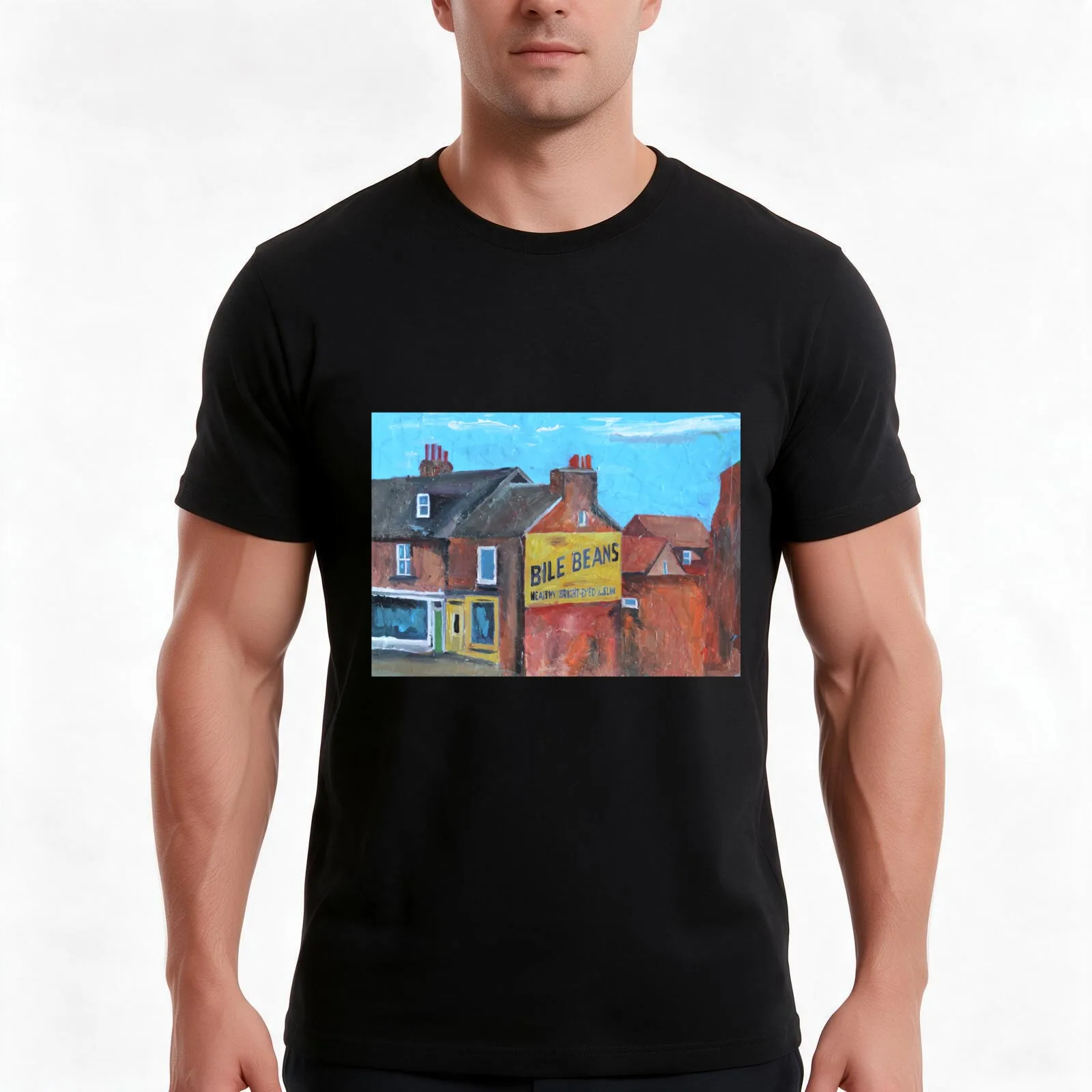 York, Bile Beans Gable T-Shirt, Summer Casual Cotton Tee, Oversized Streetwear Tops, Vintage Graphic Print, Unisex Men Women