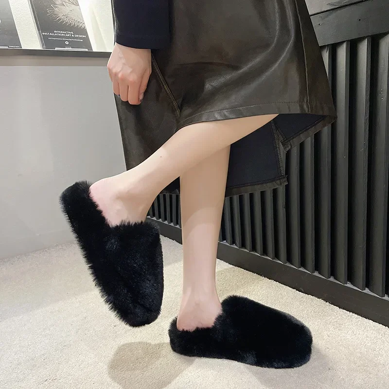 المرأة سميكة القاع نِعال من الفراء داخلي ملابس خارجية الخريف الشتاء نمط جديد المنزل مريحة نعال من القطن غطاء الرأس #3