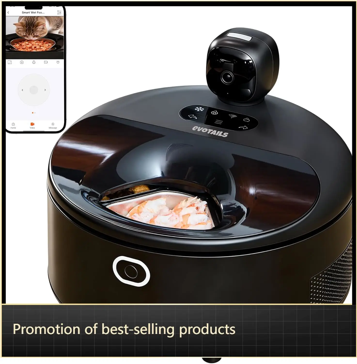 

Wet Food Automatic Cat Feeder with Camera, Semiconductor Cooling & Heating with Stainless Steel Bowl, APP Control with Camera