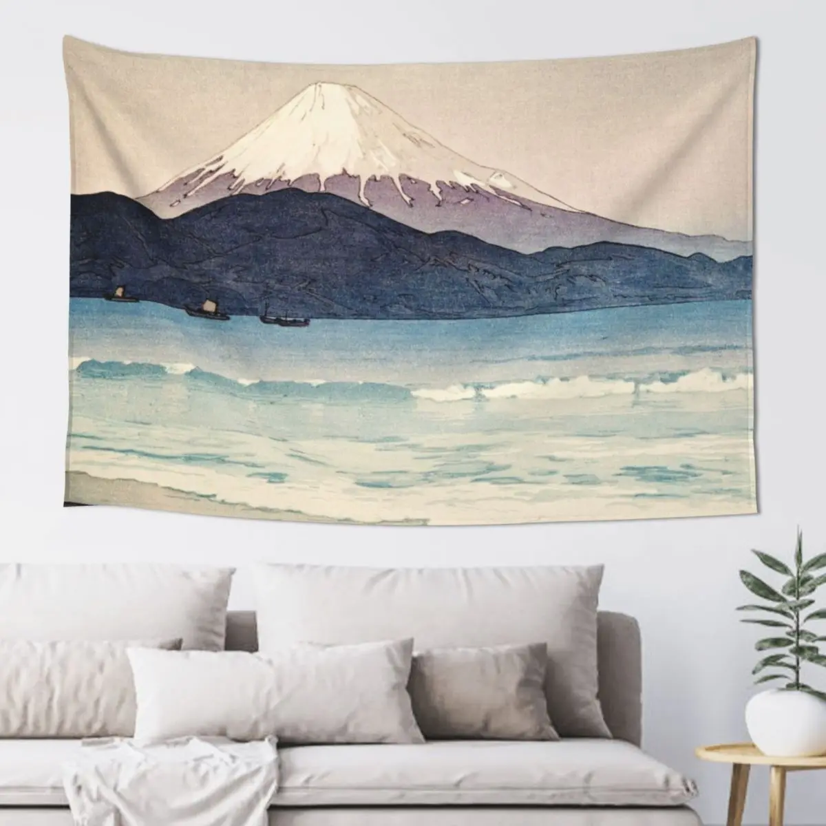 Hiroshi Yoshida - Mount Fuji from Miho Tapestry Carpet Wall Home Decoration Accessories Things To Decorate The Room Tapestry