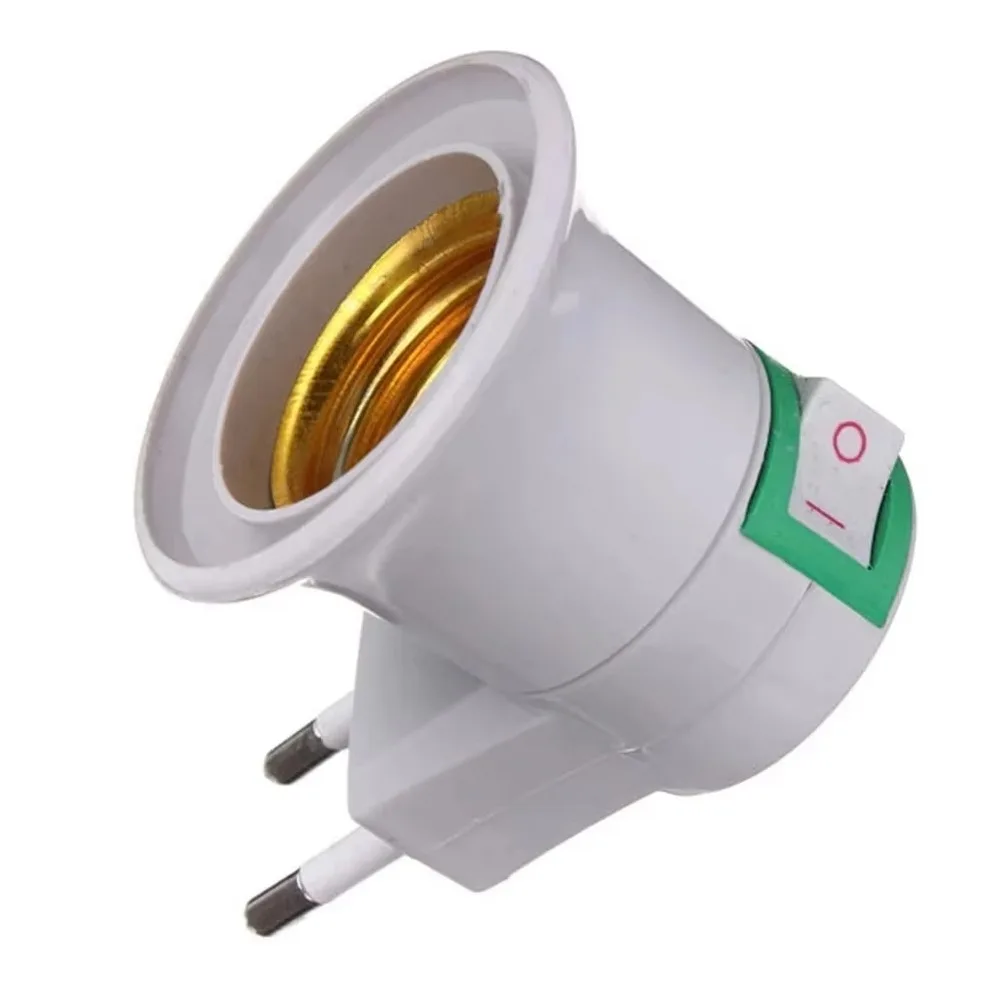 

1Pcs New E27 Bulb Socket Adapter LED Light EU Plug Lamp Base Holder Plastic with Power On-Off Control Switch Lamp Socket