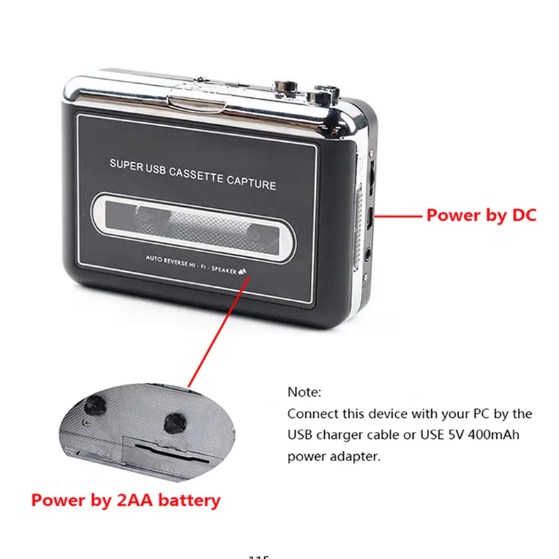 NN89R مشغل كاسيت USB ستيريو محمول شريط كاسيت إلى محول MP3 مسجل مع مكبر الصوت التقاط مشغل موسيقى الصوت