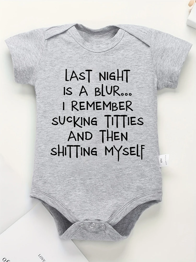 Grappige Tekst Pasgeboren Kleding Pyjama Katoen Gezellige Zachte Baby Jongen Onesie Korte Mouw Thuis Casual Baby Meisje Outfits Goedkope Groothandel