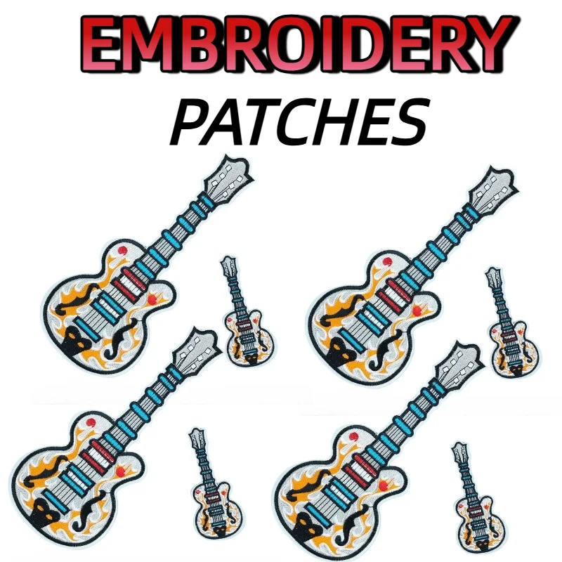 

Adhesive Embroidery Guitar Cloth Sticker Clothing Shoes and Hats Accessories DIY Discount Wholesale Embroidery Patches Sewing