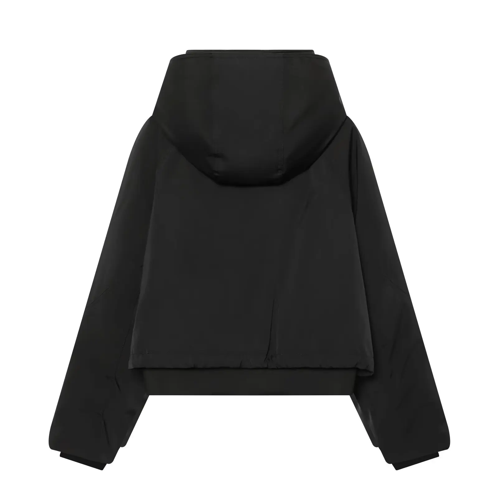BSAY Autumn Women Hooded Long Sleeve Zip Front Cropped Jacket Drawstring Hem Zipper Pockets Streetwear Outdoor Windbreaker Coat