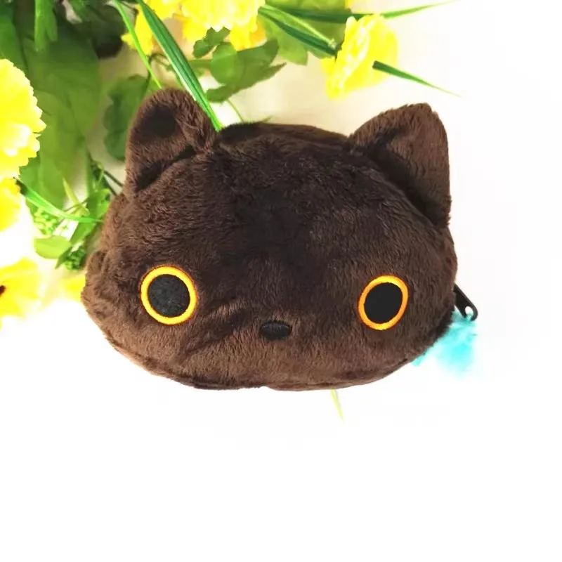 New Kutusita Nyanko Black Cat Children Girls Plush Stuffed Coin Purse Case Small Wallets For Women