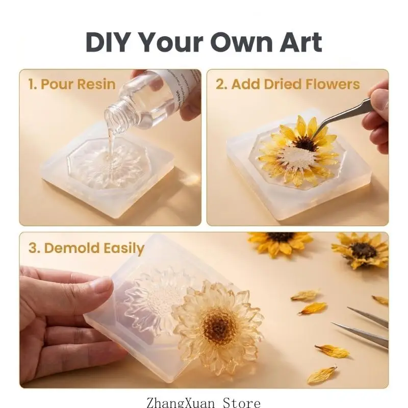 Blumenförmiges Seifenherstellungswerkzeug für DIY-Handwerk, Gänseblümchen-Kerzengießwerkzeug mit Blütenblattstruktur zum – Detail 3