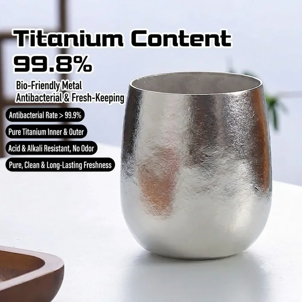 Pure Titanium Double-Wall Coffee Mug Water Cups Home Drinking Office Tea Mug Beer Luxury-Feel Juice 280ml Outdoor Egg Mug Cup