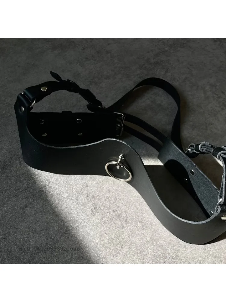 Women Gothic Faux Leather Waist Harness Wide Curved Corset Belt Metal Ring Adjustable Shoulder Straps Punk Rock Club Belts 2026 4