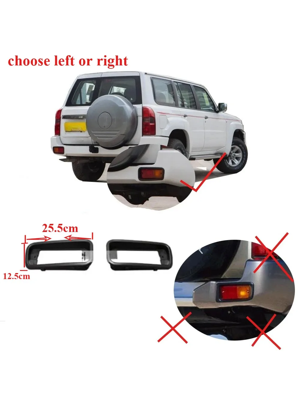 Couvercle de lampe de pare-chocs arrière pour Nissan Patrol Y61, 1 pièce, cadre de lumière de pare-chocs arrière pour Y61, couvercle de lampe de clignotant