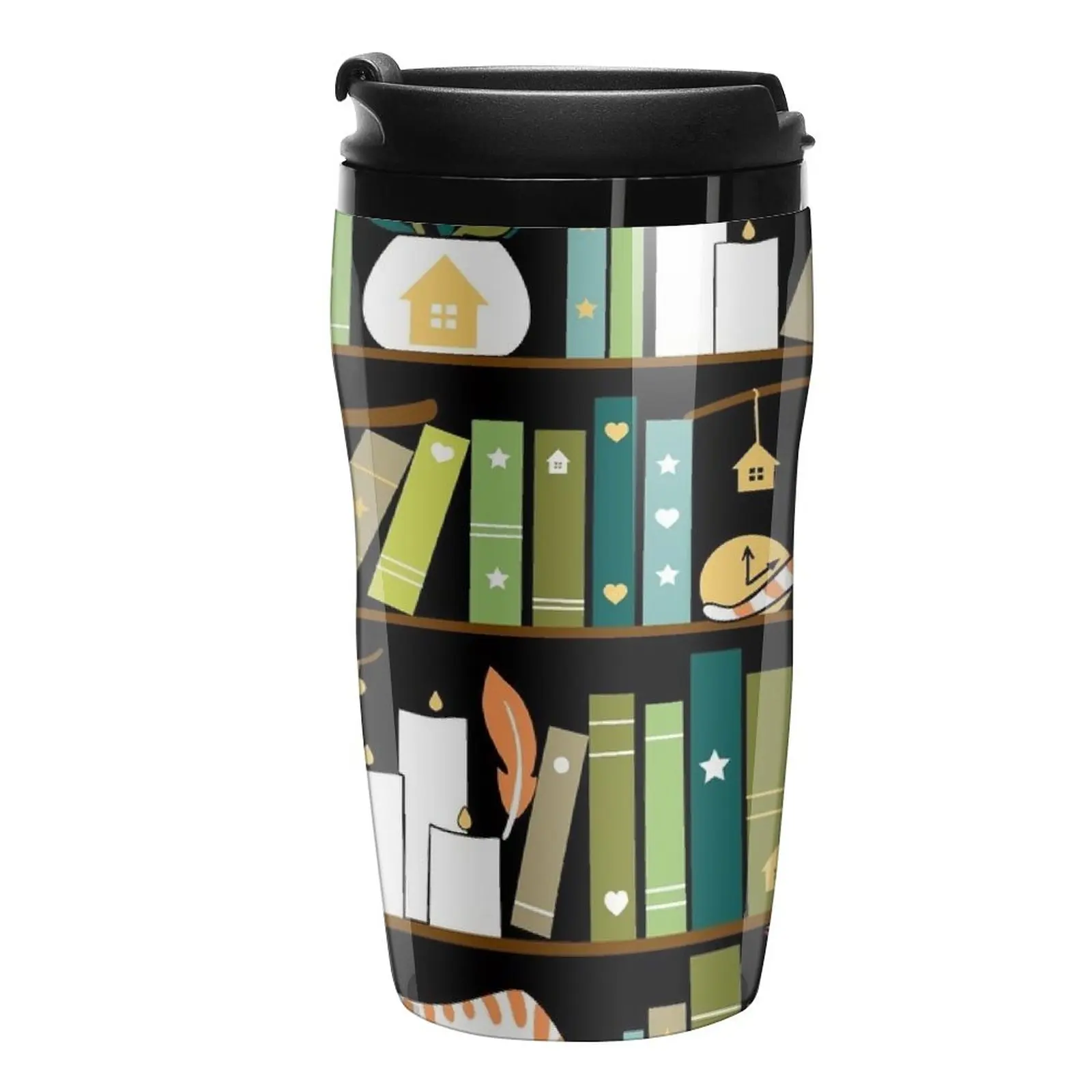 

New Library cats - whimsical cats on the book shelves Travel Coffee Mug Vintage Cup