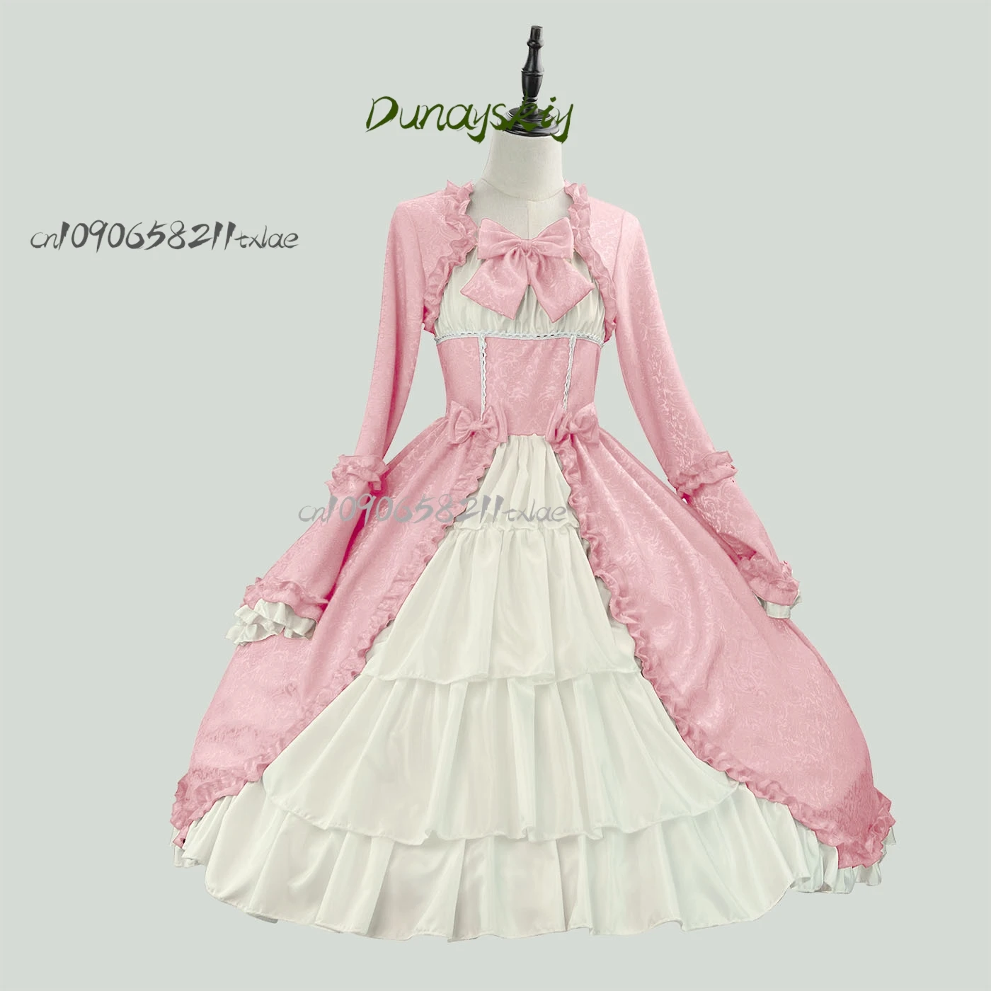 Vintage Gothic Lolita ผู้หญิง Victorian Punk Slim Bandage ชุดเจ้าหญิงสาวน่ารักโลหะ Cross Bow ชุดราตรี