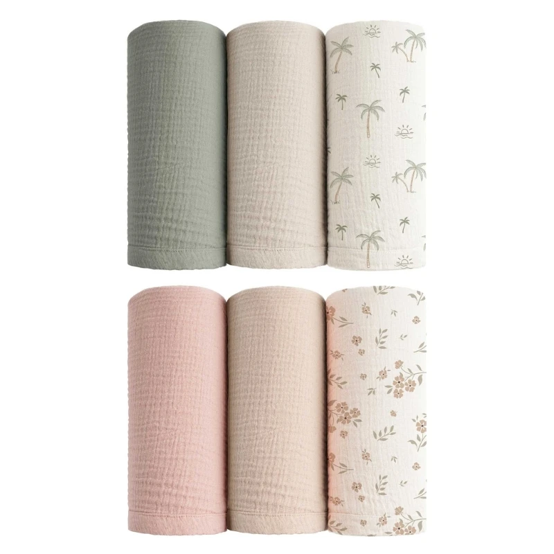 

3Pcs/set Cotton Gauze Baby Blanket 2-Layer Breathable Newborns Bath Towel Receiving Blanket Children's Wrapping Cloth K1KC