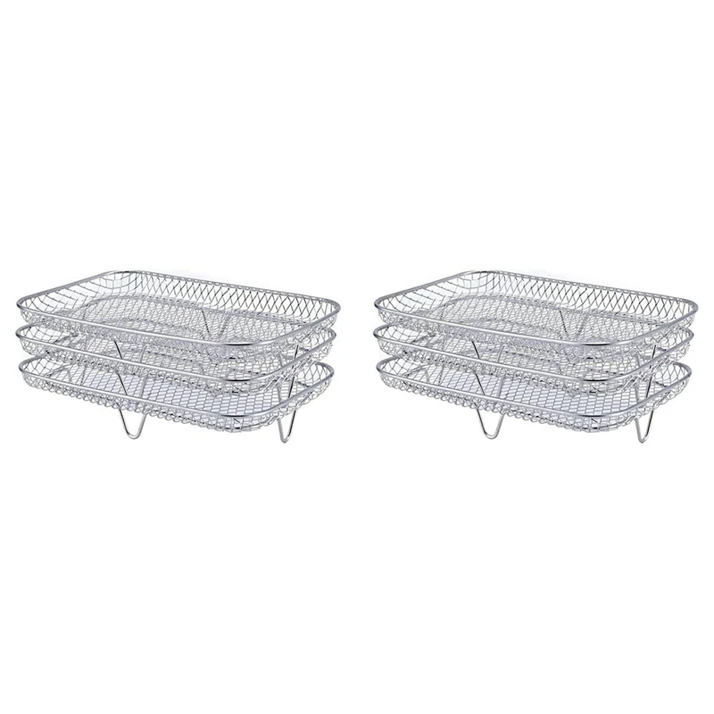 

2X Air Fryer Rack For Dual Airfryers, Double Baskets Air Fryers Dehydrator Racks For Ninja Foodi DZ201 DZ100