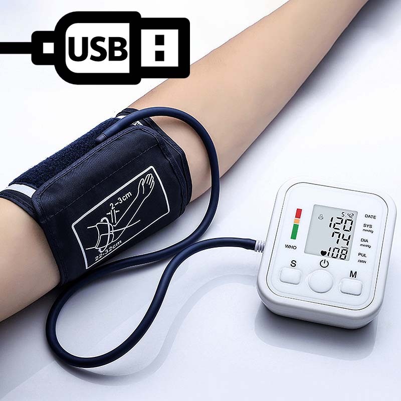  Portable Tonometer Digital Tensiometer Heart Rate Monitor Arm Blood Pressure Monitor BP Equipment Automatic Professional Medical 