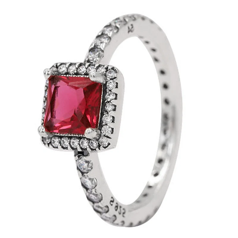 Bague à quatre griffes en argent regardé 925 avec cristal pour femme, bijoux européens, rouge, vert, bleu, clair, indépendant intemporel, cadeau, nouveau