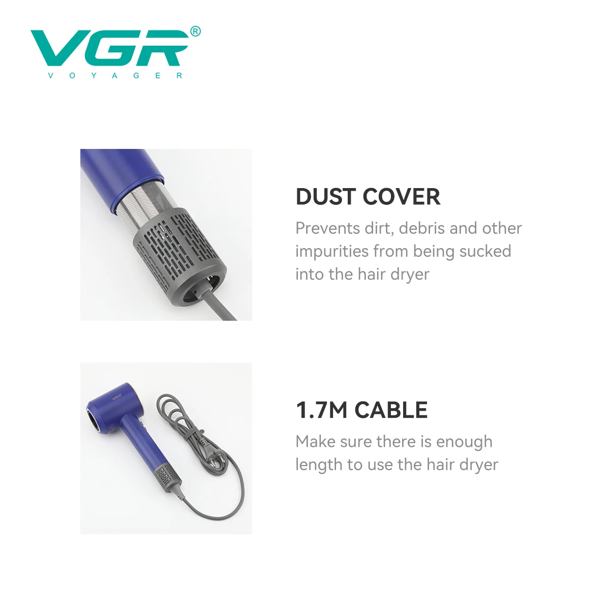 VGR фен для волос 110000 об/мин Малошумный фен Модернизированный Безлистный фен Горячая распродажа Профессиональный Фен Лучший Уход за волосами с отрицательными ионами Инструменты для парикмахерских V-445