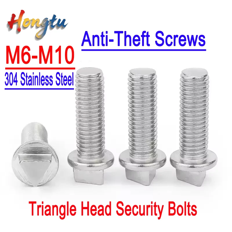 

304 Stainless Steel Triangle Head Security Bolts (M6-M10) - Anti-Theft Screws