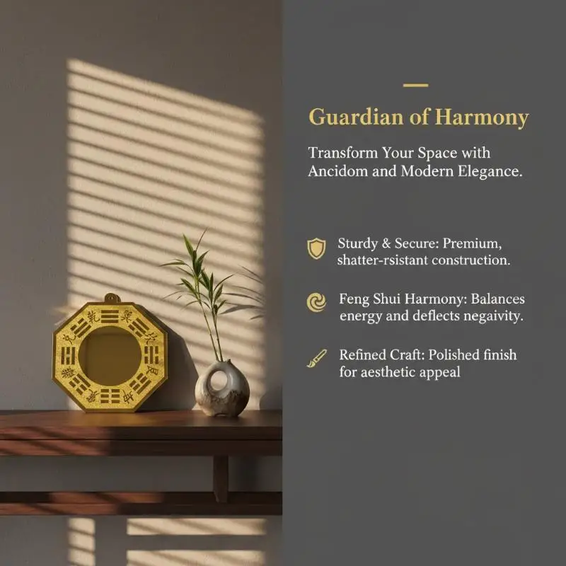 Chinese Style Brass Bagua Mirror Pendant Convex Mirror Feng Shui Convex Mirror Ornament Handicraft Auspicious Crafts Mirror