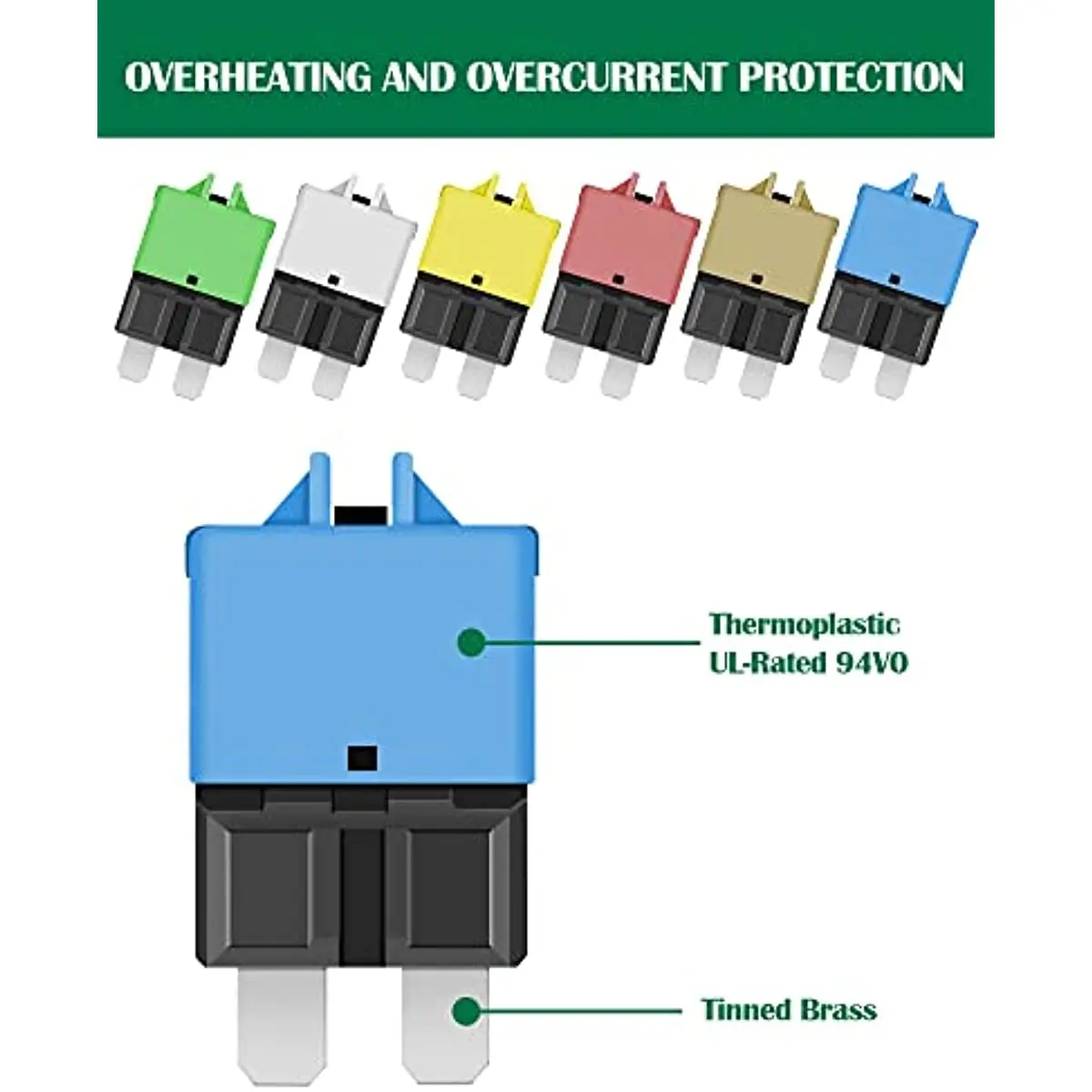 8 Packs Fuse Circuit Breaker Low Profile ATC/ATO Manual Resettable Fuse 5A 6A 7.5A 10A 15A 20A 25A 30A (Mixed) 12V-32V