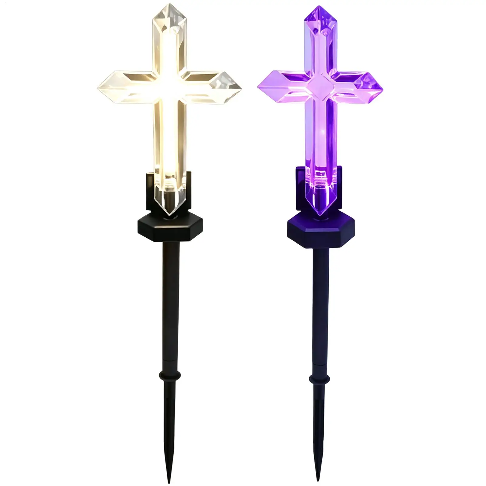 Solar Cross For Cemetery Grave Cross Shape Decor With Stake Colored LED Solar Lights For Garden Patio Lawn Yard Porch Outdoor