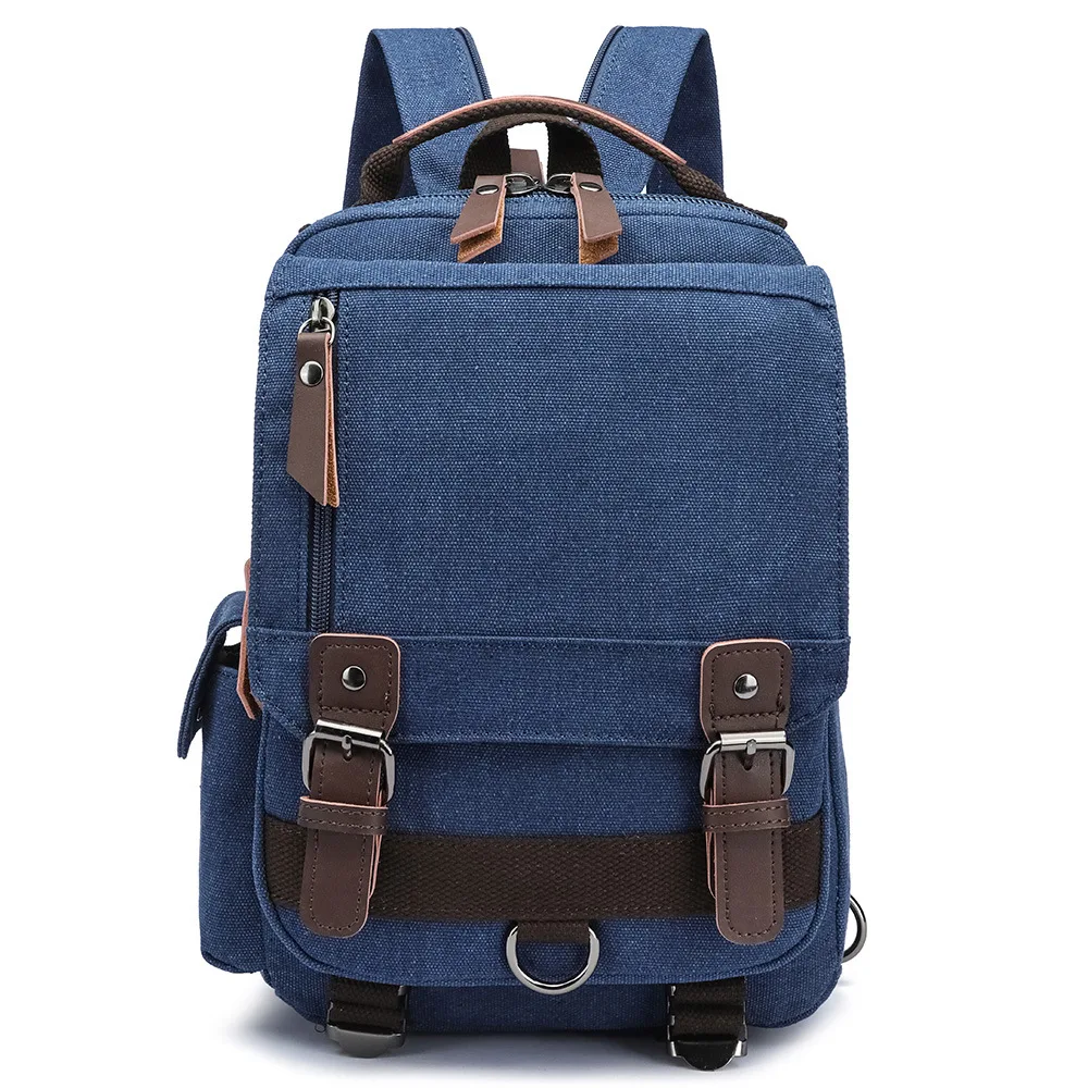 Canvas Backpack Men's and Women's Commuter Shoulder Satchel Multifunctional Tablet Student Small School Bag