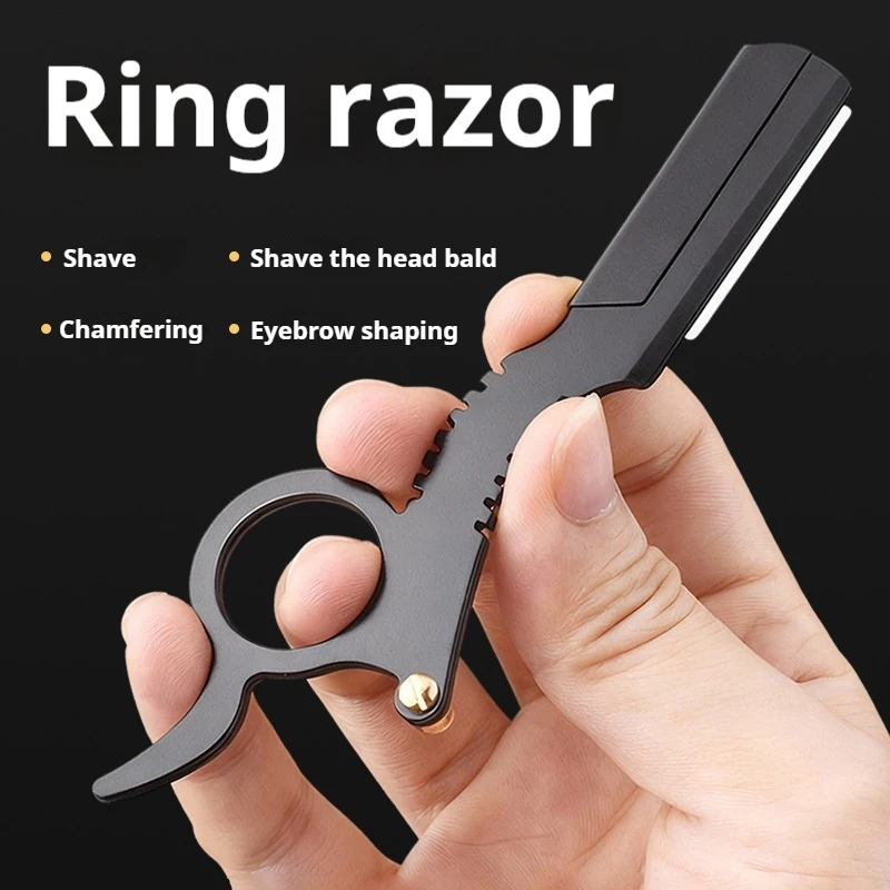 Navaja de Afeitar Recta Plegable Premium con Cuchilla Reemplazable, Herramienta de Afeitado para Barba, Cejas y Cabello, Herramienta Profesional para Peluqueros