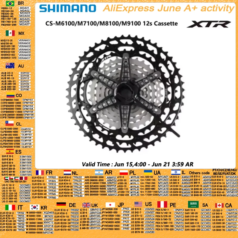 Kaseta Shimano M6100 M7100 M8100 M8200 M9100 MS 12-rzędowa DEORE SLX XT XTR Seria 12s 10-51T/10-45T do rowerów górskich, część do jazdy